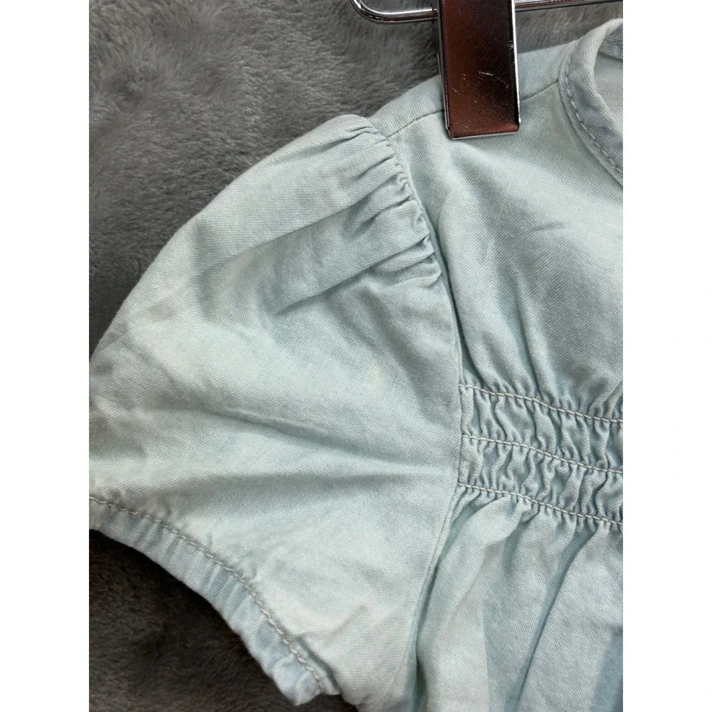 OshKosh Bgosh Toddler Girls Light Blue Tiered Smocked Chambray Dress 4T NEW